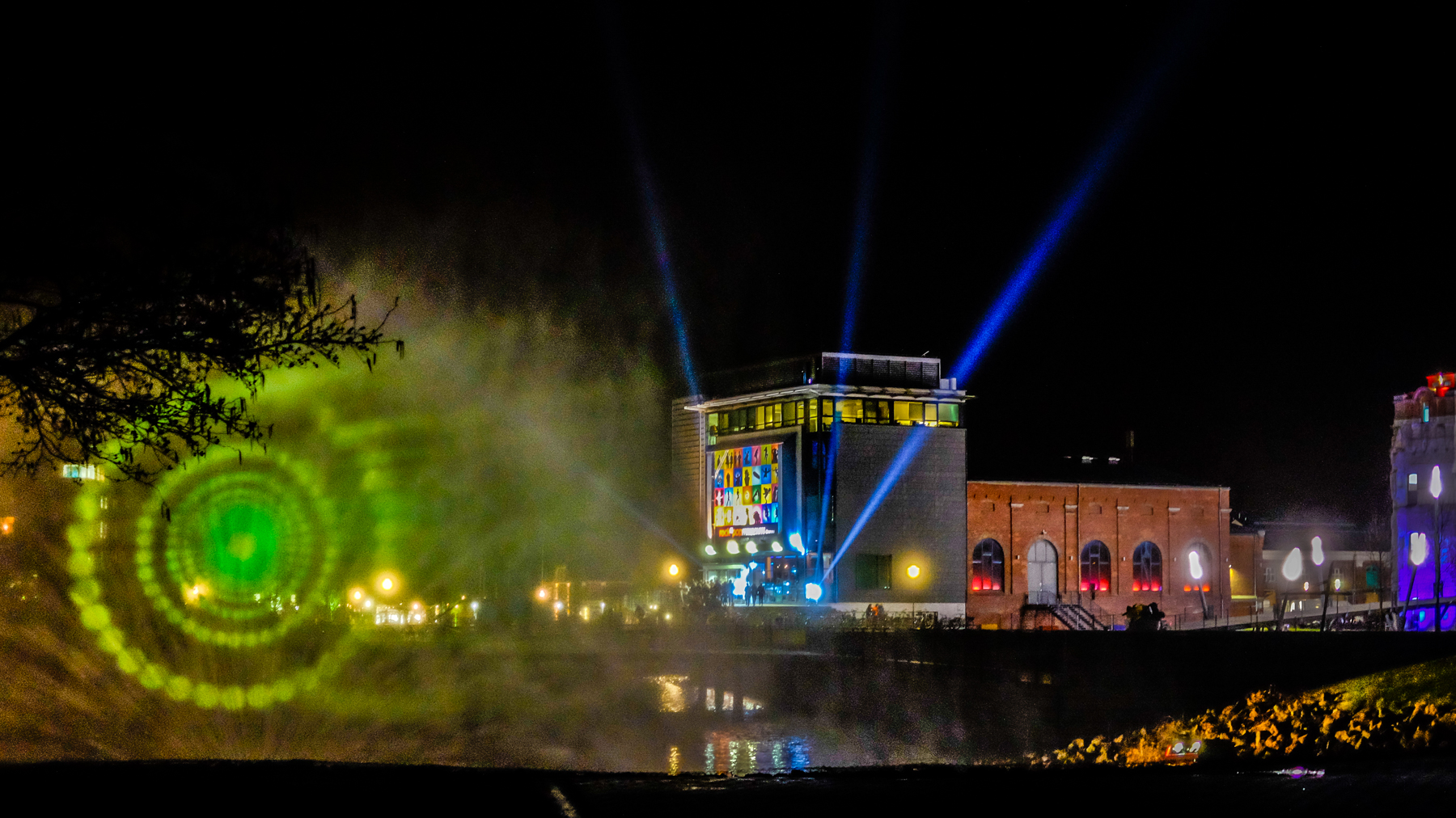 Festivalbeleuchtung des Popmuseums in Gronau